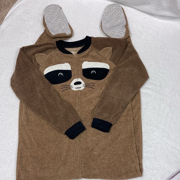 Carters big boy raccoon fleece zip footie sleeper pajamas size 12 - Picture 2 of 9